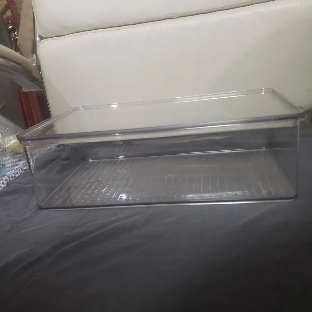2 Clear Hinged Plastic Storage Container #B1 LxWxH=12.75x7.15x3.5 with lid